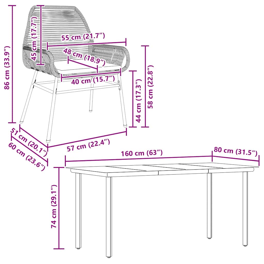 5-Delige Tuinset Met Kussens Poly Rattan Glas