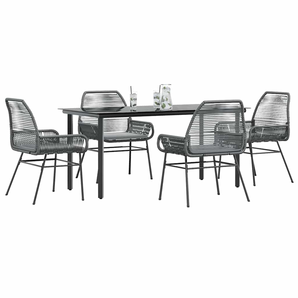 5-Delige Tuinset Met Kussens Poly Rattan Glas