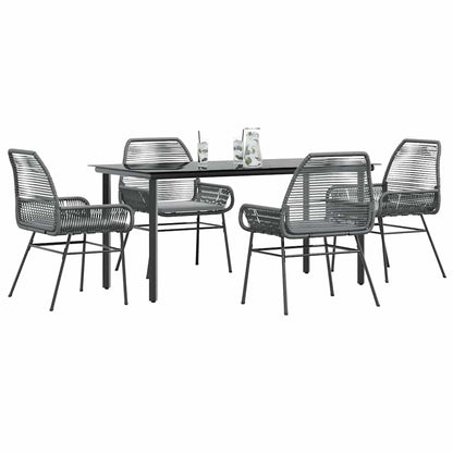 5-Delige Tuinset Met Kussens Poly Rattan Glas
