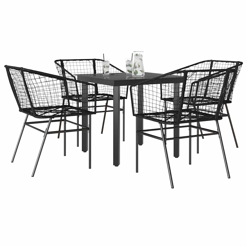 7-Delige Tuinset Met Kussens Poly Rattan Glas