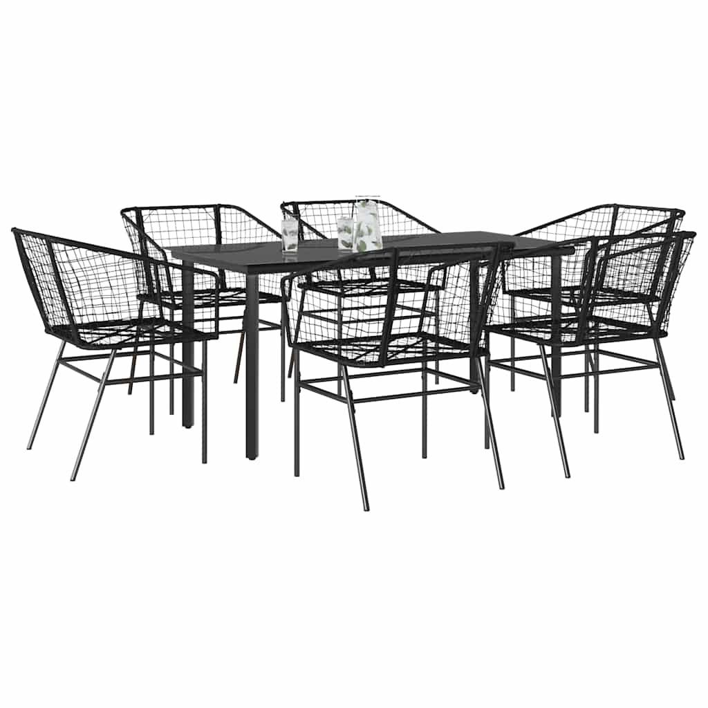 7-Delige Tuinset Met Kussens Poly Rattan Glas