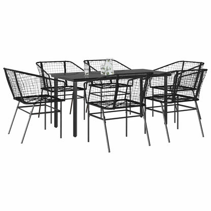 7-Delige Tuinset Met Kussens Poly Rattan Glas