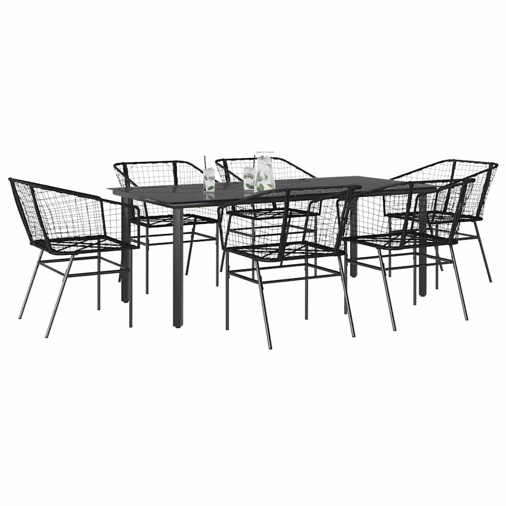 7-Delige Tuinset Met Kussens Poly Rattan Glas