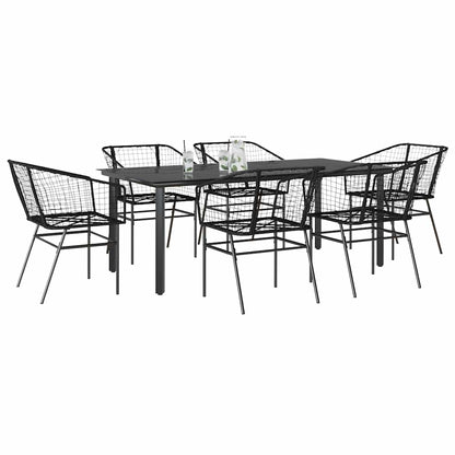 7-Delige Tuinset Met Kussens Poly Rattan Glas