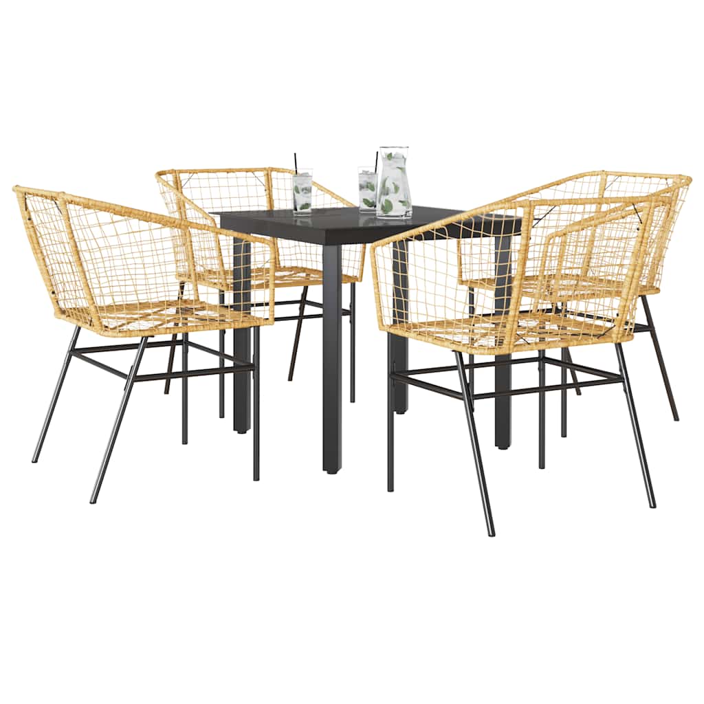 7-Delige Tuinset Met Kussens Poly Rattan Glas