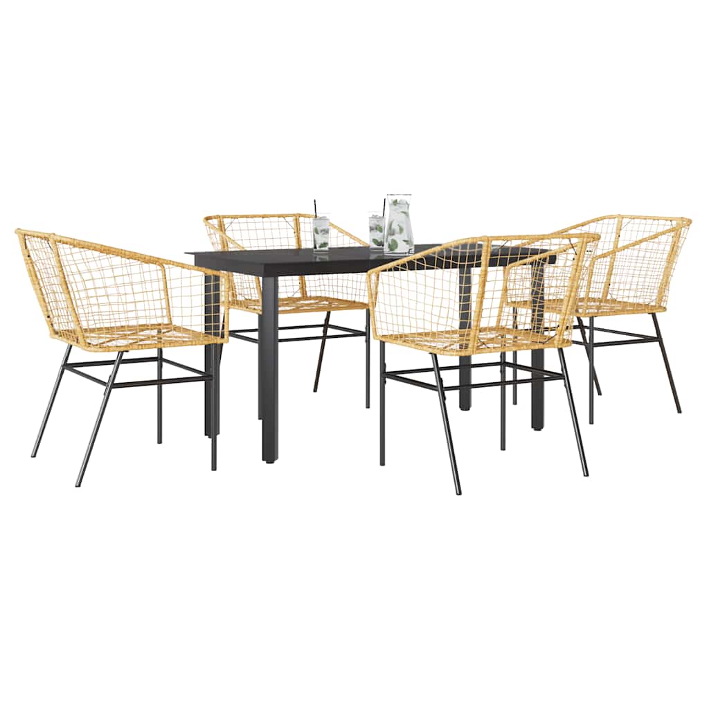 7-Delige Tuinset Met Kussens Poly Rattan Glas