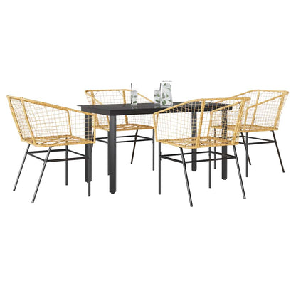 7-Delige Tuinset Met Kussens Poly Rattan Glas