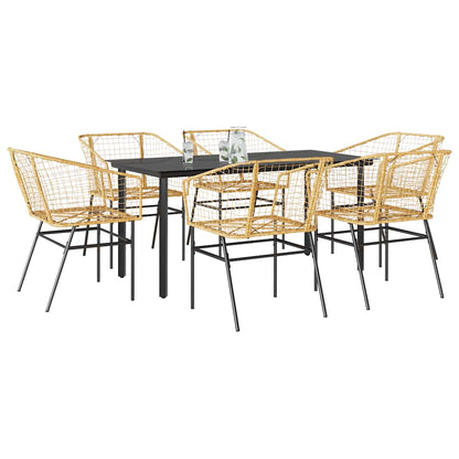 7-Delige Tuinset Met Kussens Poly Rattan Glas