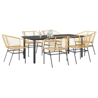 7-Delige Tuinset Met Kussens Poly Rattan Glas