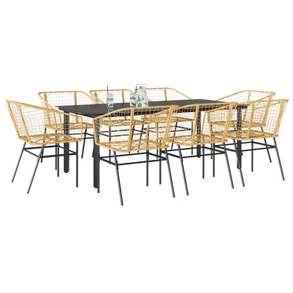 7-Delige Tuinset Met Kussens Poly Rattan Glas
