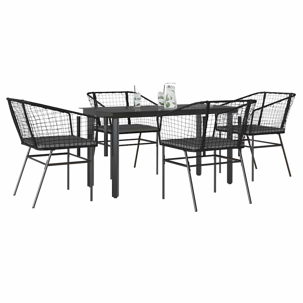 7-Delige Tuinset Met Kussens Poly Rattan Glas
