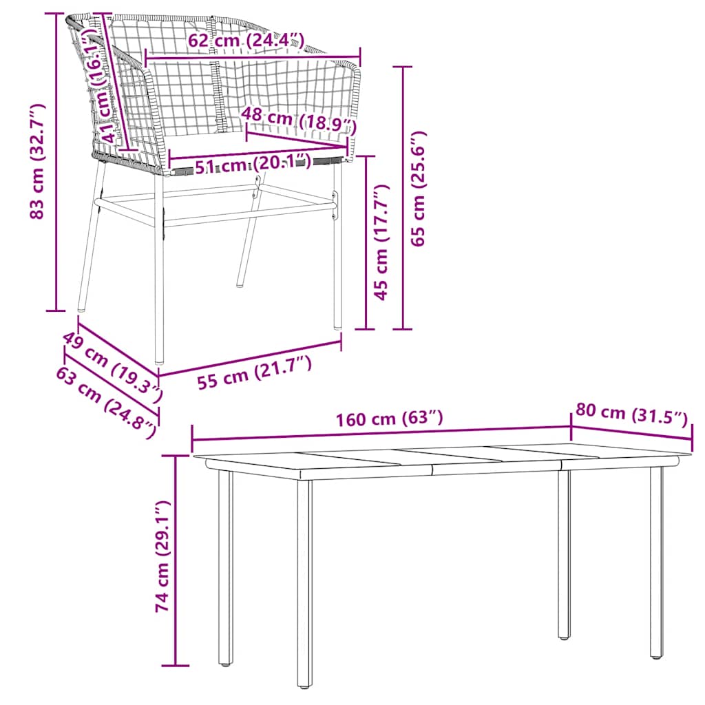 7-Delige Tuinset Met Kussens Poly Rattan Glas