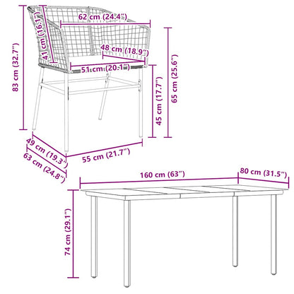 7-Delige Tuinset Met Kussens Poly Rattan Glas