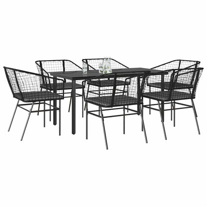 7-Delige Tuinset Met Kussens Poly Rattan Glas