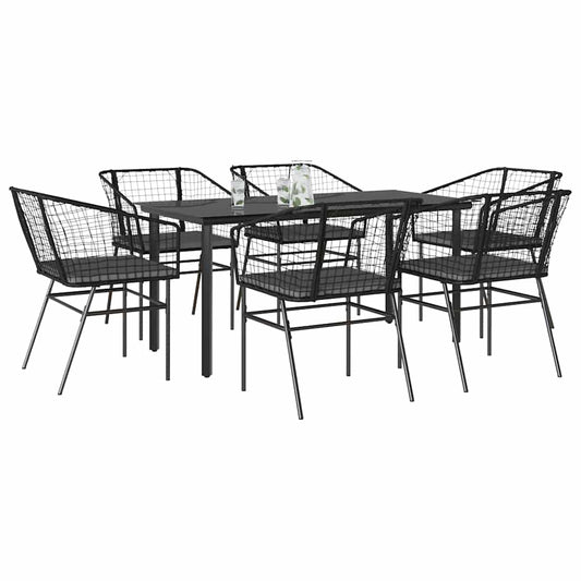 7-Delige Tuinset Met Kussens Poly Rattan Glas