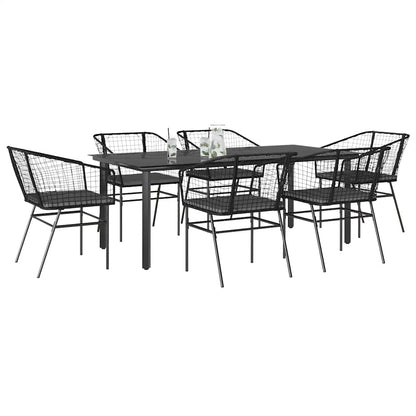 7-Delige Tuinset Met Kussens Poly Rattan Glas