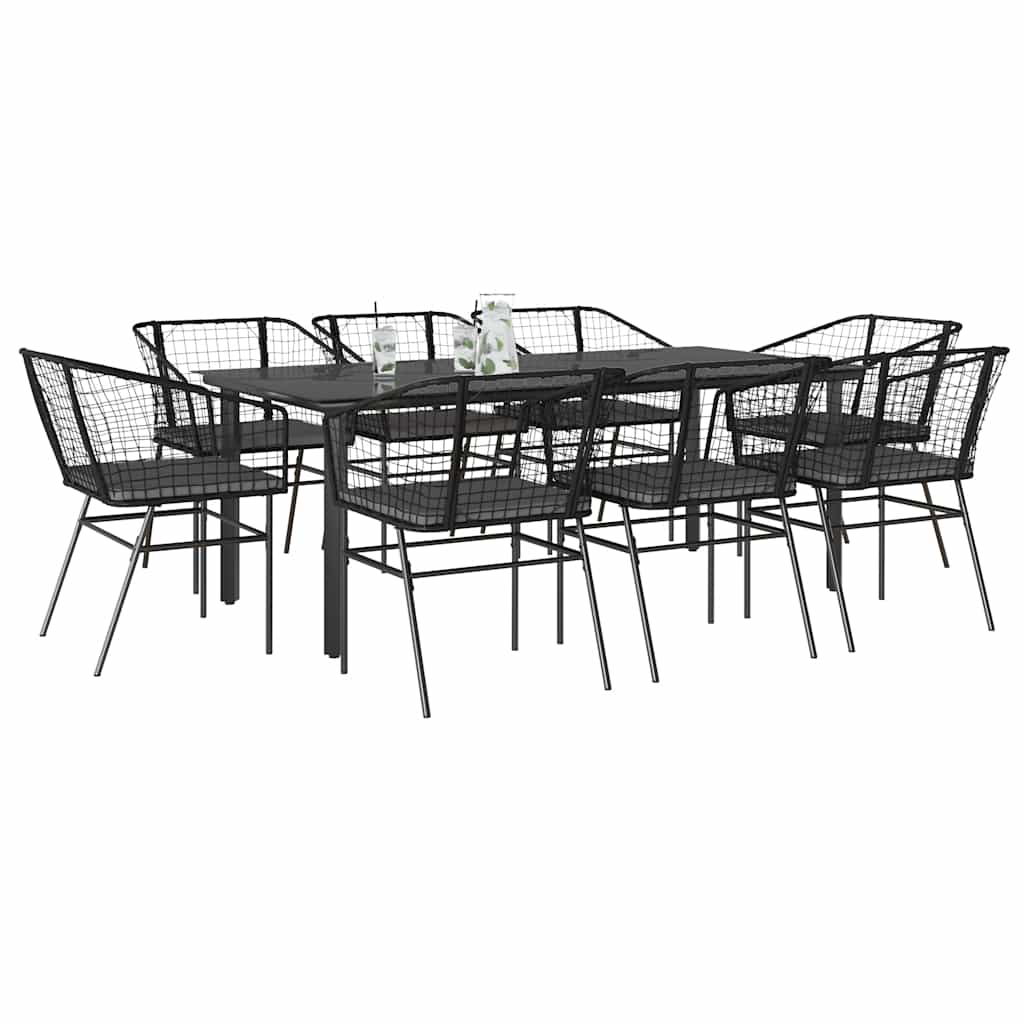 7-Delige Tuinset Met Kussens Poly Rattan Glas