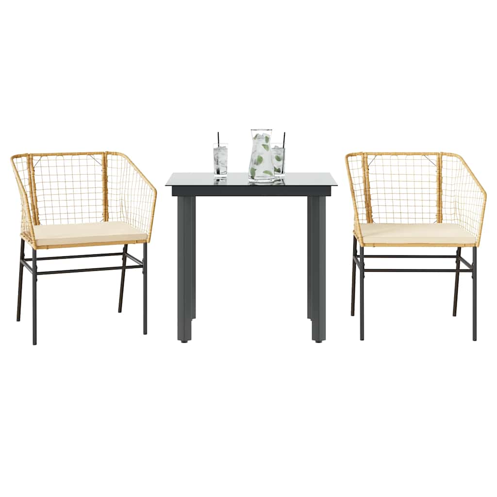 7-Delige Tuinset Met Kussens Poly Rattan Glas
