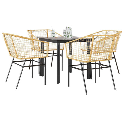 7-Delige Tuinset Met Kussens Poly Rattan Glas