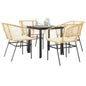 7-Delige Tuinset Met Kussens Poly Rattan Glas