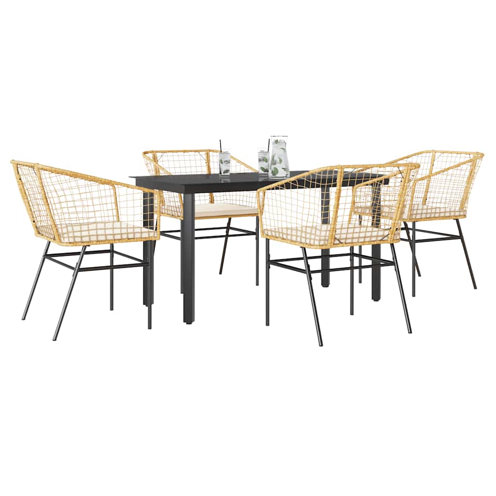 7-Delige Tuinset Met Kussens Poly Rattan Glas