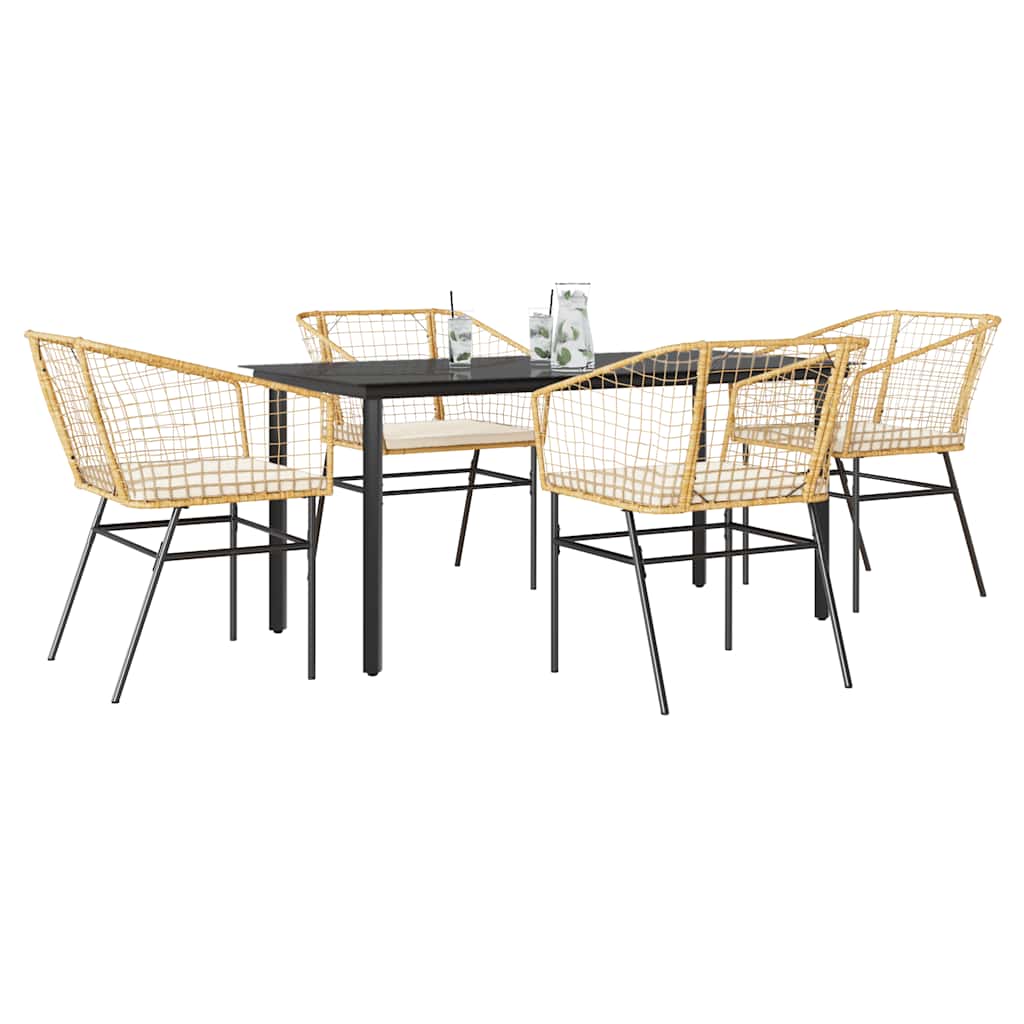 7-Delige Tuinset Met Kussens Poly Rattan Glas