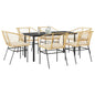 7-Delige Tuinset Met Kussens Poly Rattan Glas