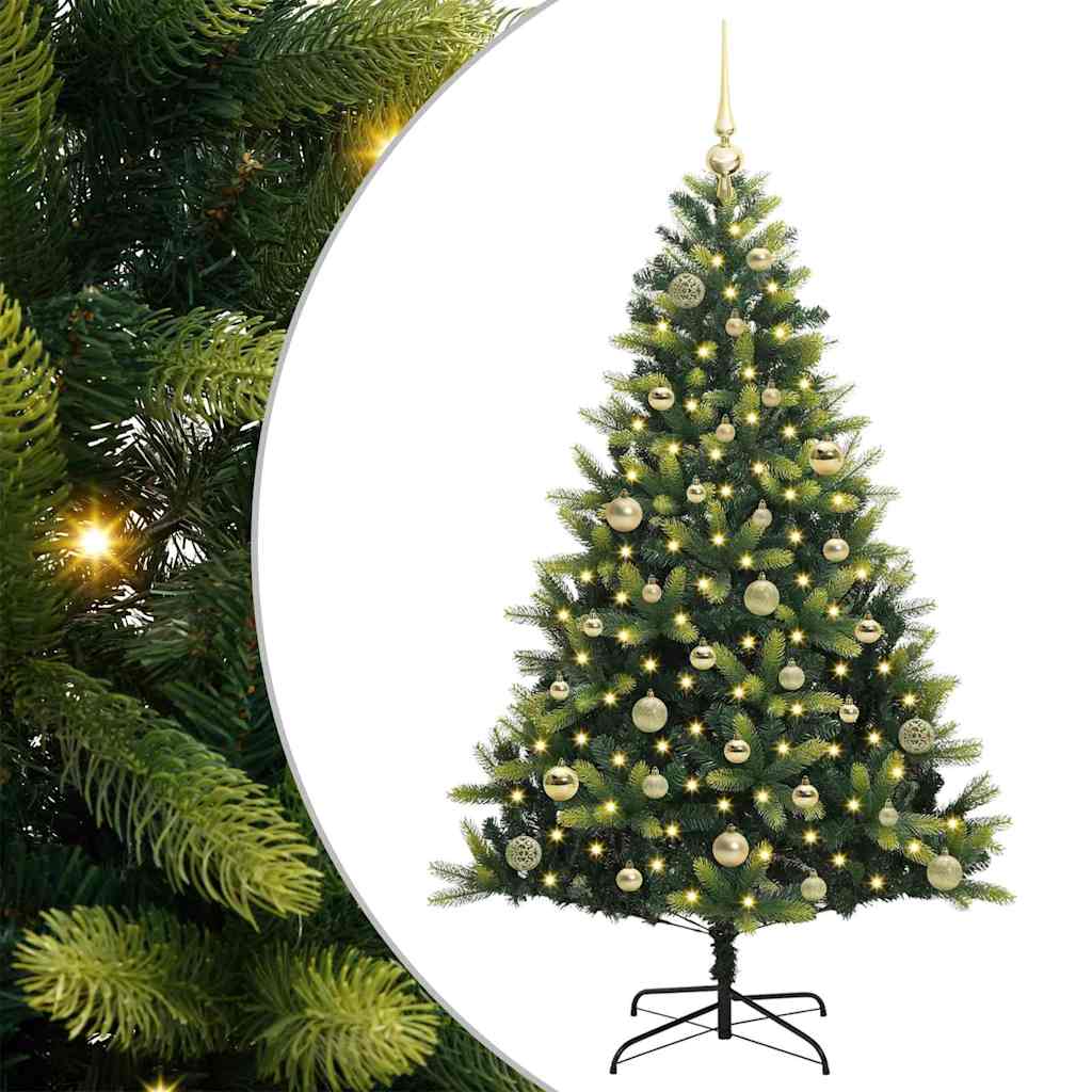 Kunstkerstboom Met Scharnier 150 Leds Groen Pvc En Pe
