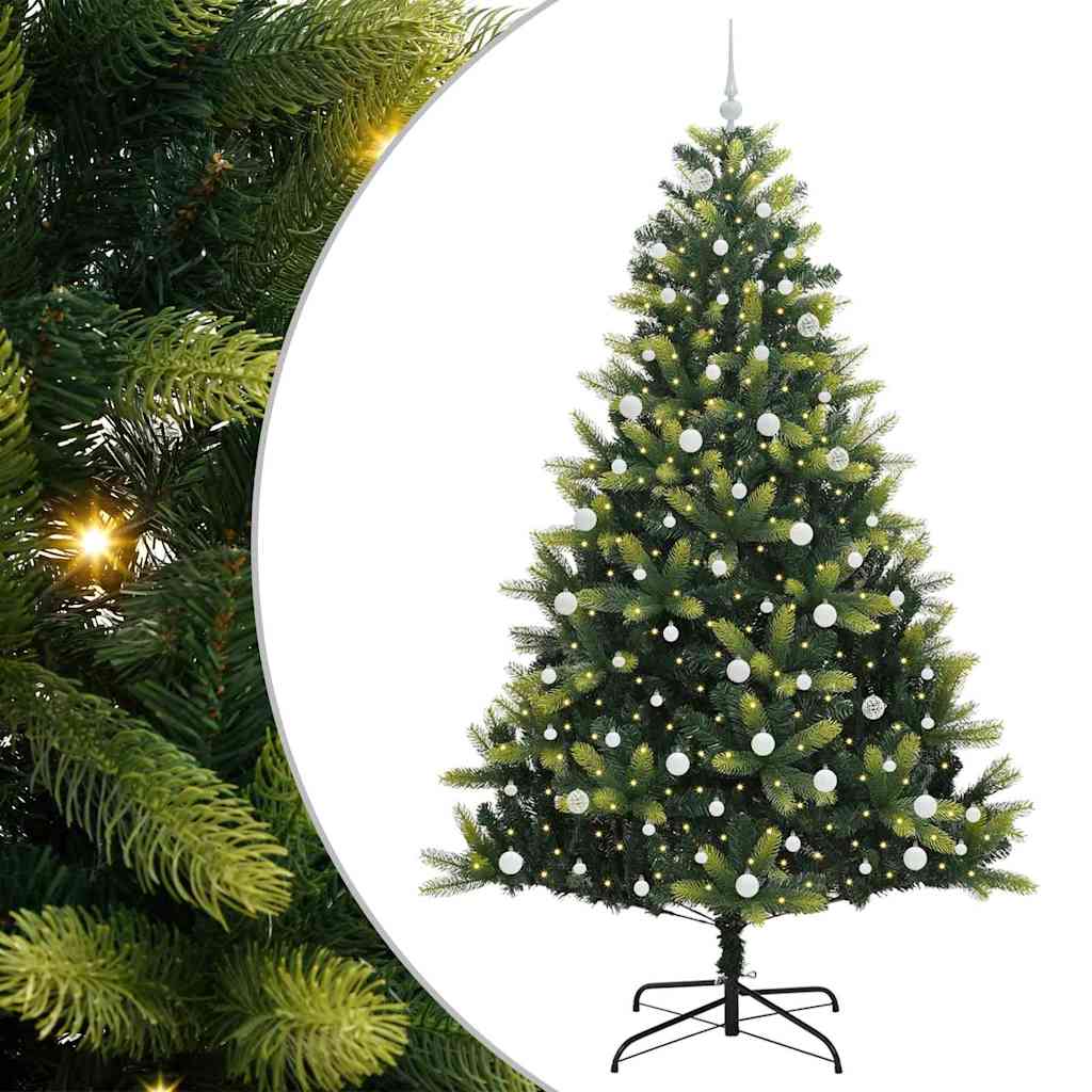 Artificial Hinged Kerstboom 300 Leds Groen Pvc En Pe