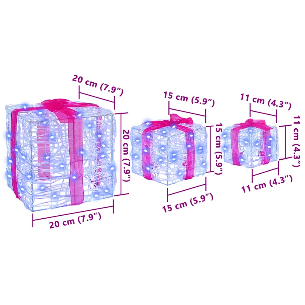 Cadeau Doos Met 60 Led 3 Pcs 20 X 20 X 20 Cm Acryl