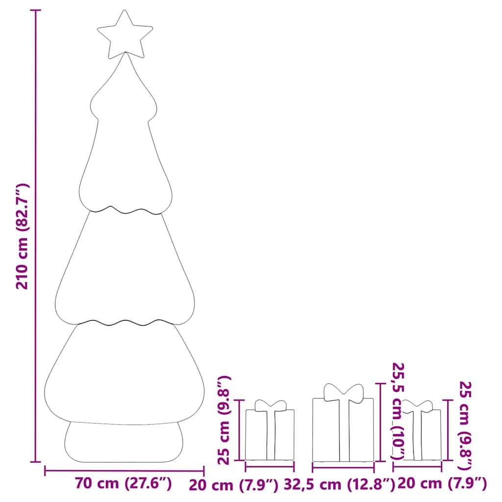 Verlichte Kerstboom Met 3 Cadeau Dozen 2D Warm Wit