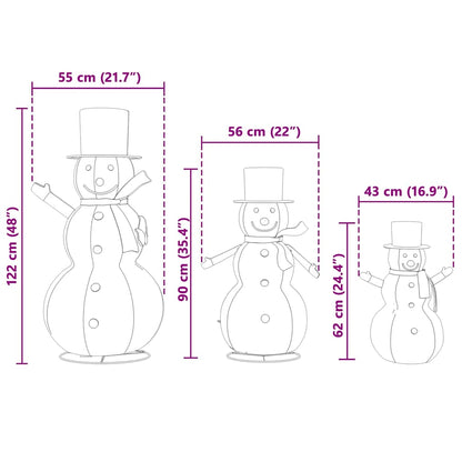 Kerst Sneeuwpop Familie 3 Pcs Warmwit 81 X 60 X 125 Cm Stof