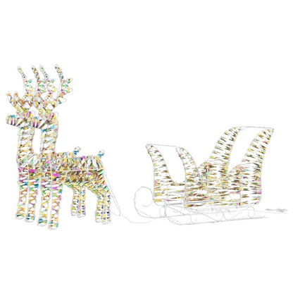 Rendier Trek Slede Met 160 Led Warmwit 30 X 12 X 54.5 Cm Pet
