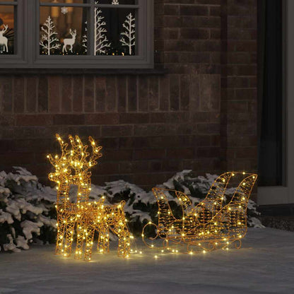 Rendier Trek Slede Met 160 Led Warmwit 30 X 12 X 54.5 Cm Pet