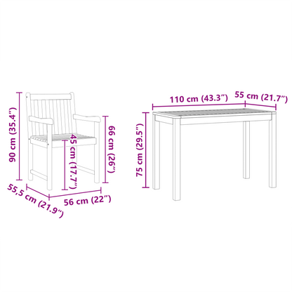 3-Delige Tuinset - Massief Acaciahout