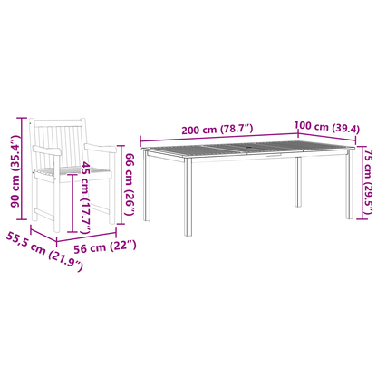 7-Delige Tuinset - Massief Acaciahout